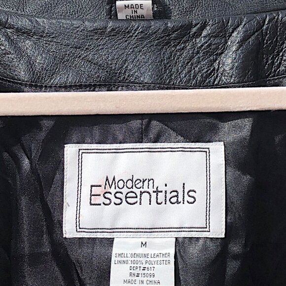 Modern Essentials Black Leather Jacket, M - Picture 9 of 9